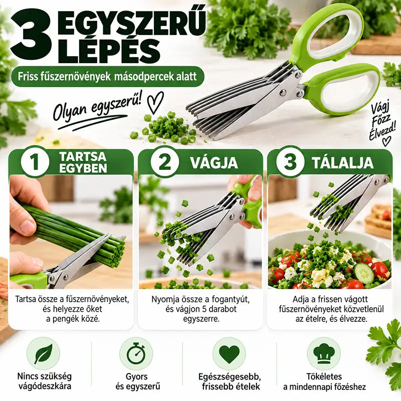 |⏰ Utolsó nap! 70% kedvezmény|  ✨✂️ 5 pengés fűszernövény-olló – Vágja fel a friss fűszernövényeket pillanatok alatt