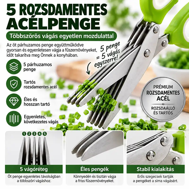 |⏰ Utolsó nap! 70% kedvezmény|  ✨✂️ 5 pengés fűszernövény-olló – Vágja fel a friss fűszernövényeket pillanatok alatt