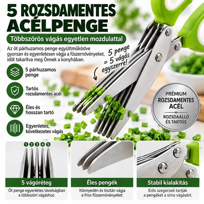 |⏰ Utolsó nap! 70% kedvezmény|  ✨✂️ 5 pengés fűszernövény-olló – Vágja fel a friss fűszernövényeket pillanatok alatt