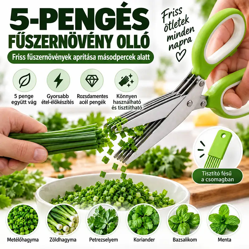 |⏰ Utolsó nap! 70% kedvezmény|  ✨✂️ 5 pengés fűszernövény-olló – Vágja fel a friss fűszernövényeket pillanatok alatt