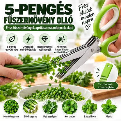 |⏰ Utolsó nap! 70% kedvezmény|  ✨✂️ 5 pengés fűszernövény-olló – Vágja fel a friss fűszernövényeket pillanatok alatt