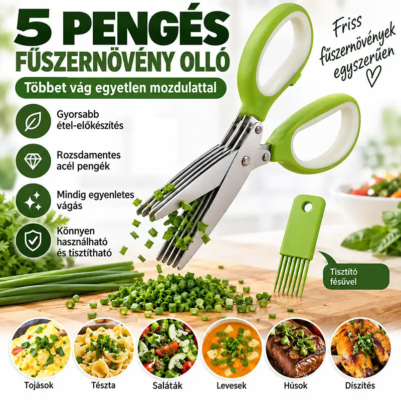 |⏰ Utolsó nap! 70% kedvezmény|  ✨✂️ 5 pengés fűszernövény-olló – Vágja fel a friss fűszernövényeket pillanatok alatt