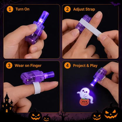 |⏰ Utolsó nap! 70% kedvezmény| 👻🎃 Halloweeni LED-es Vetítő Gyűrűk Ujjra – Parti Meglepetések Gyerekeknek