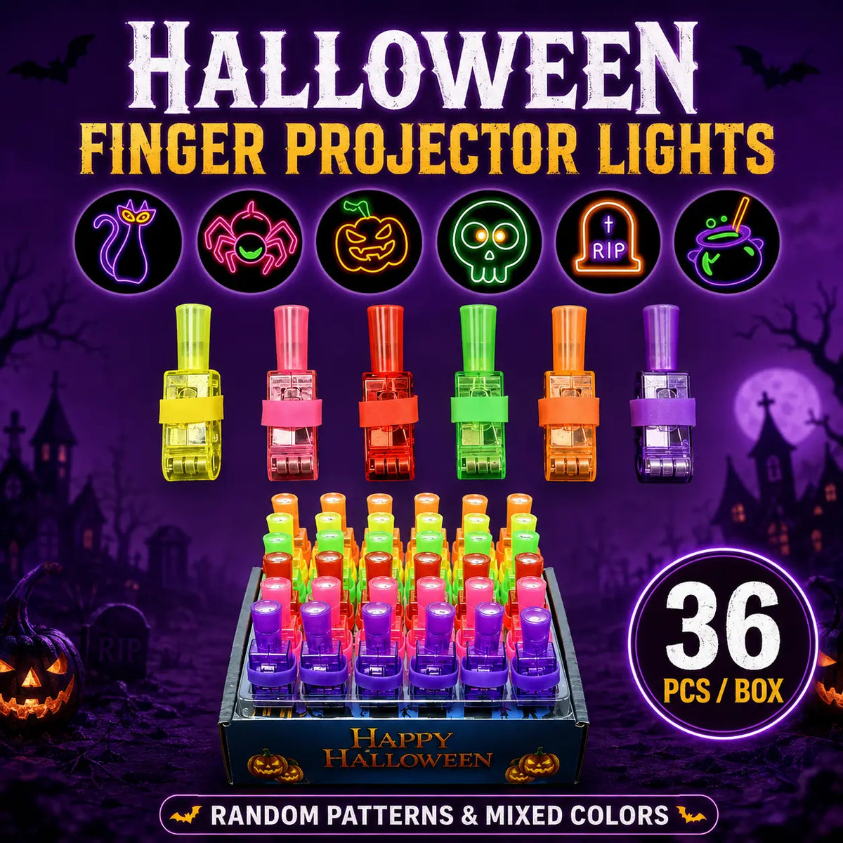 |⏰ Utolsó nap! 70% kedvezmény| 👻🎃 Halloweeni LED-es Vetítő Gyűrűk Ujjra – Parti Meglepetések Gyerekeknek