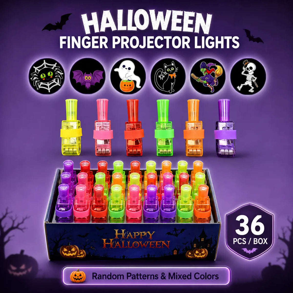 |⏰ Utolsó nap! 70% kedvezmény| 👻🎃 Halloweeni LED-es Vetítő Gyűrűk Ujjra – Parti Meglepetések Gyerekeknek