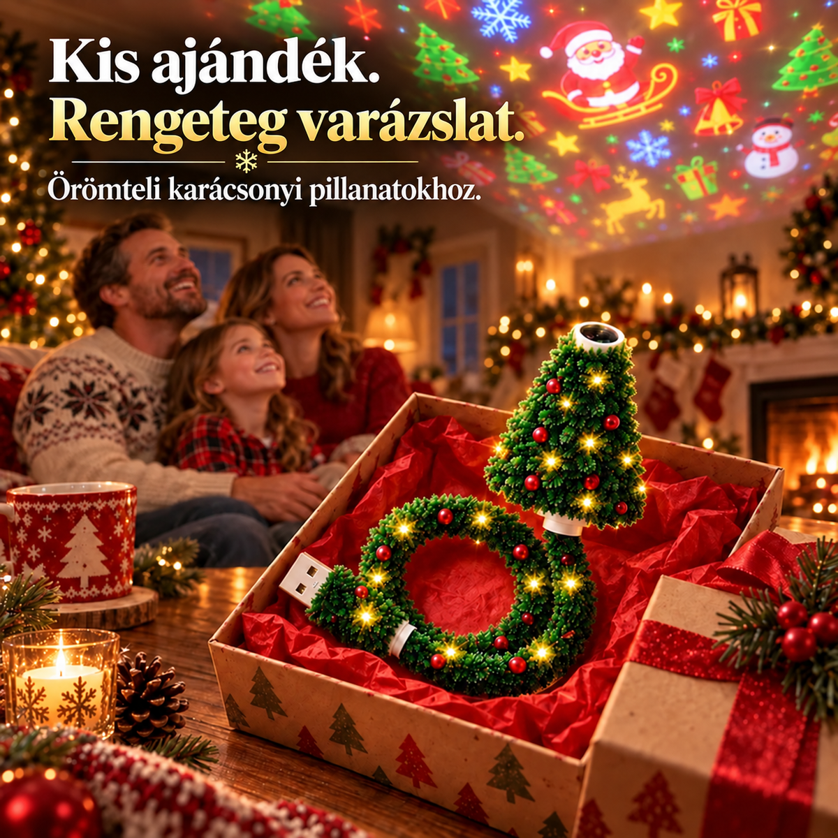 Karácsonyi USB projektor 6 motívummal – 6