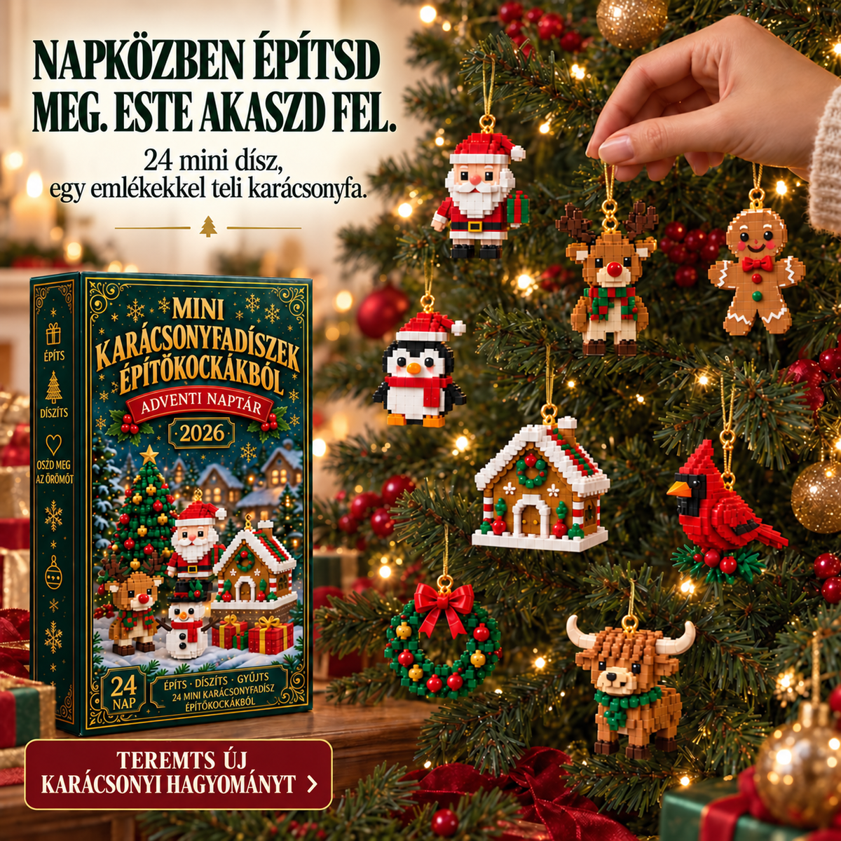 Adventi naptár mini karácsonyfadíszekkel – 32. kép