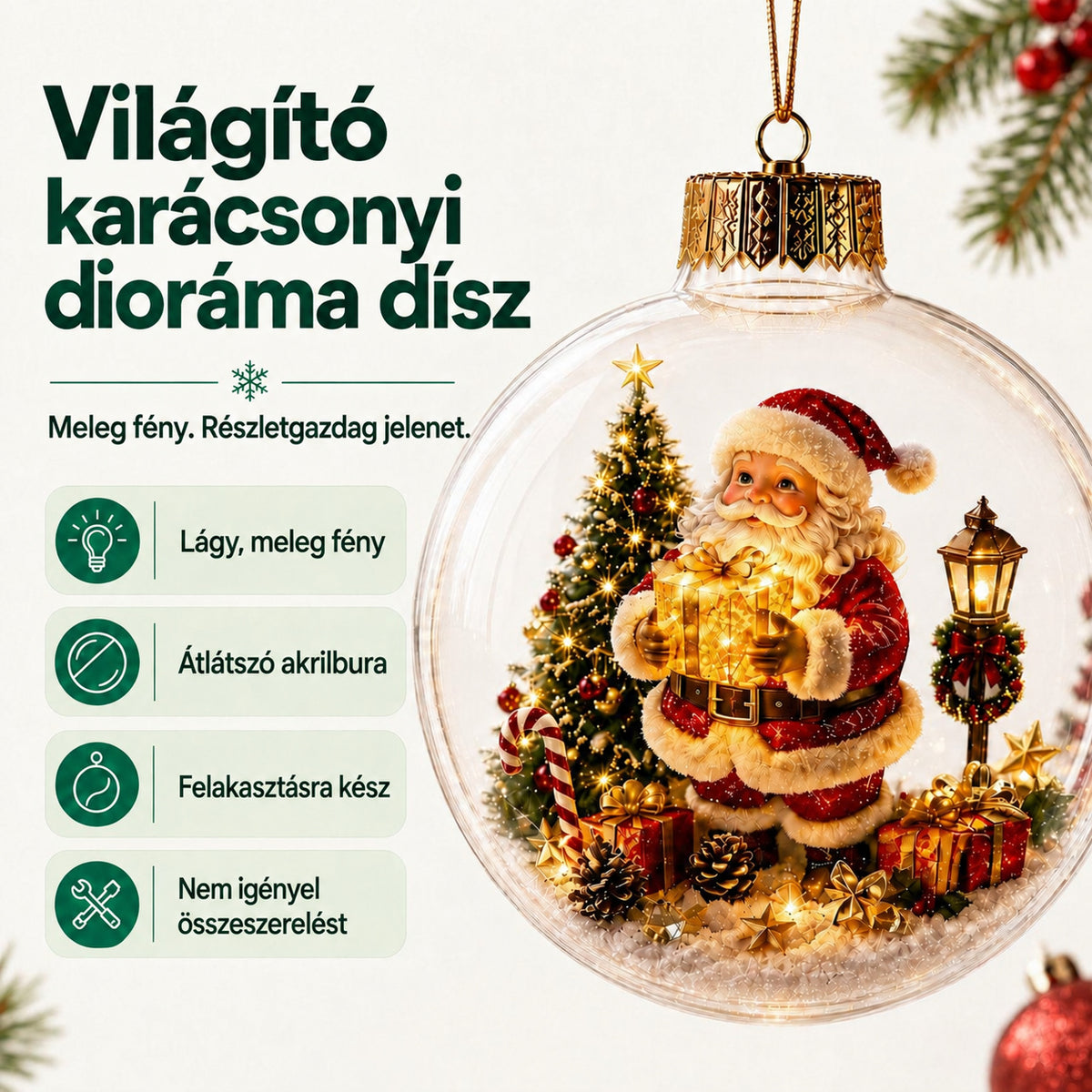 Wellstiep világító karácsonyi dioráma dísz - magyar infografika 5